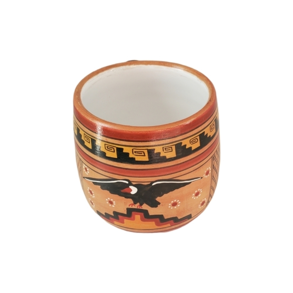 Artisan Signed Southwestern Hand Painted Themed Mug with Eagle Artisan Signed